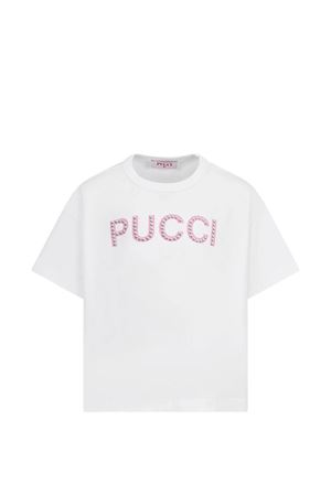 White T-shirt with studded logo EMILIO PUCCI KIDS | PY8B31Z3672100FU